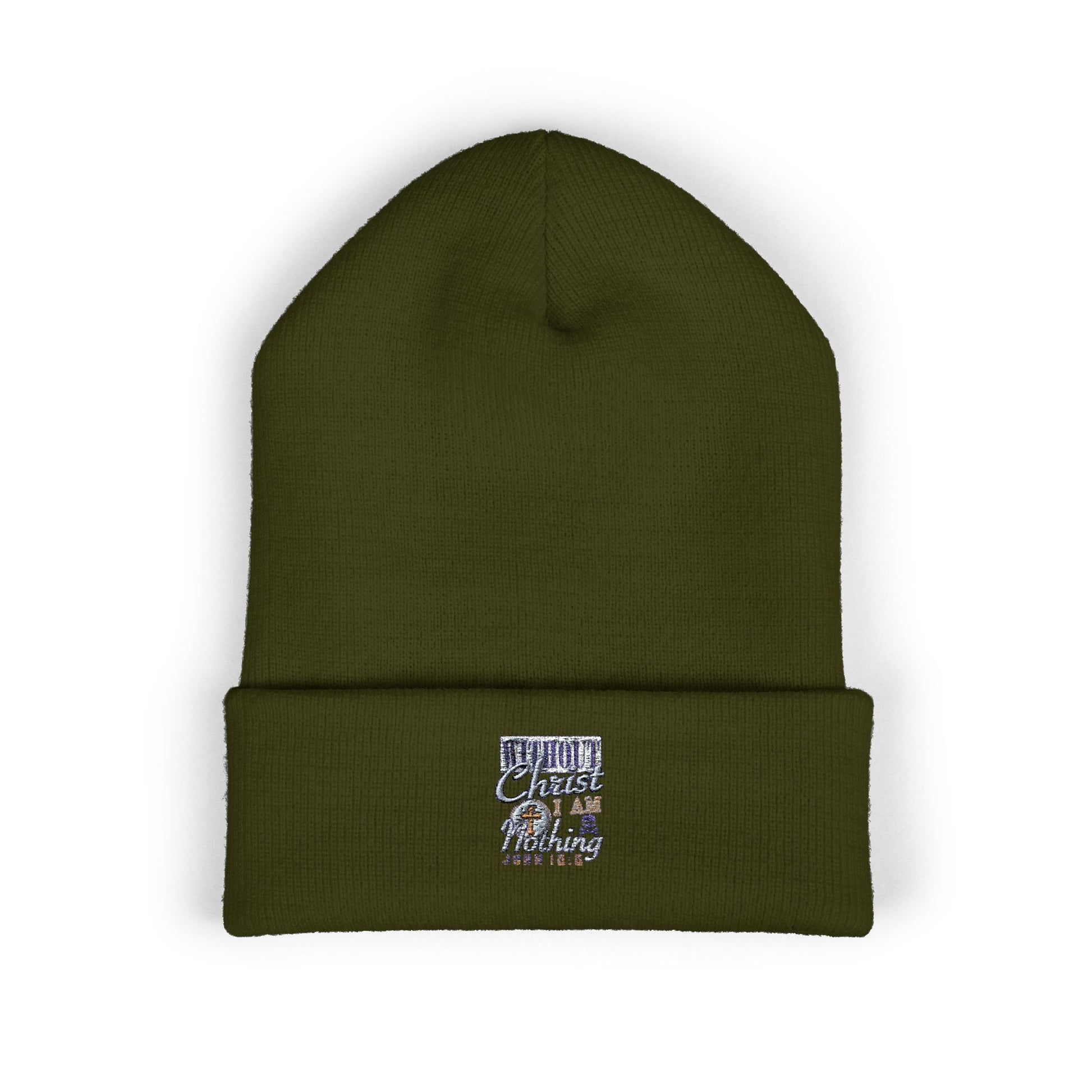 Embroidered Classic Beanie - 'Without Christ I'm Nothing'