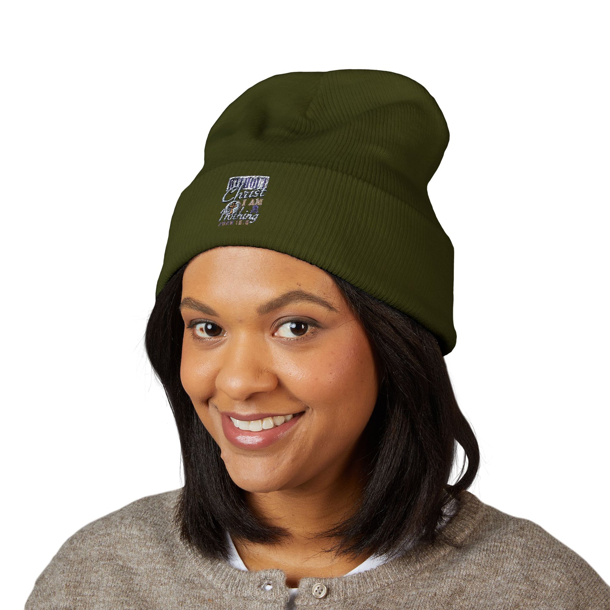 Embroidered Classic Beanie - 'Without Christ I'm Nothing'