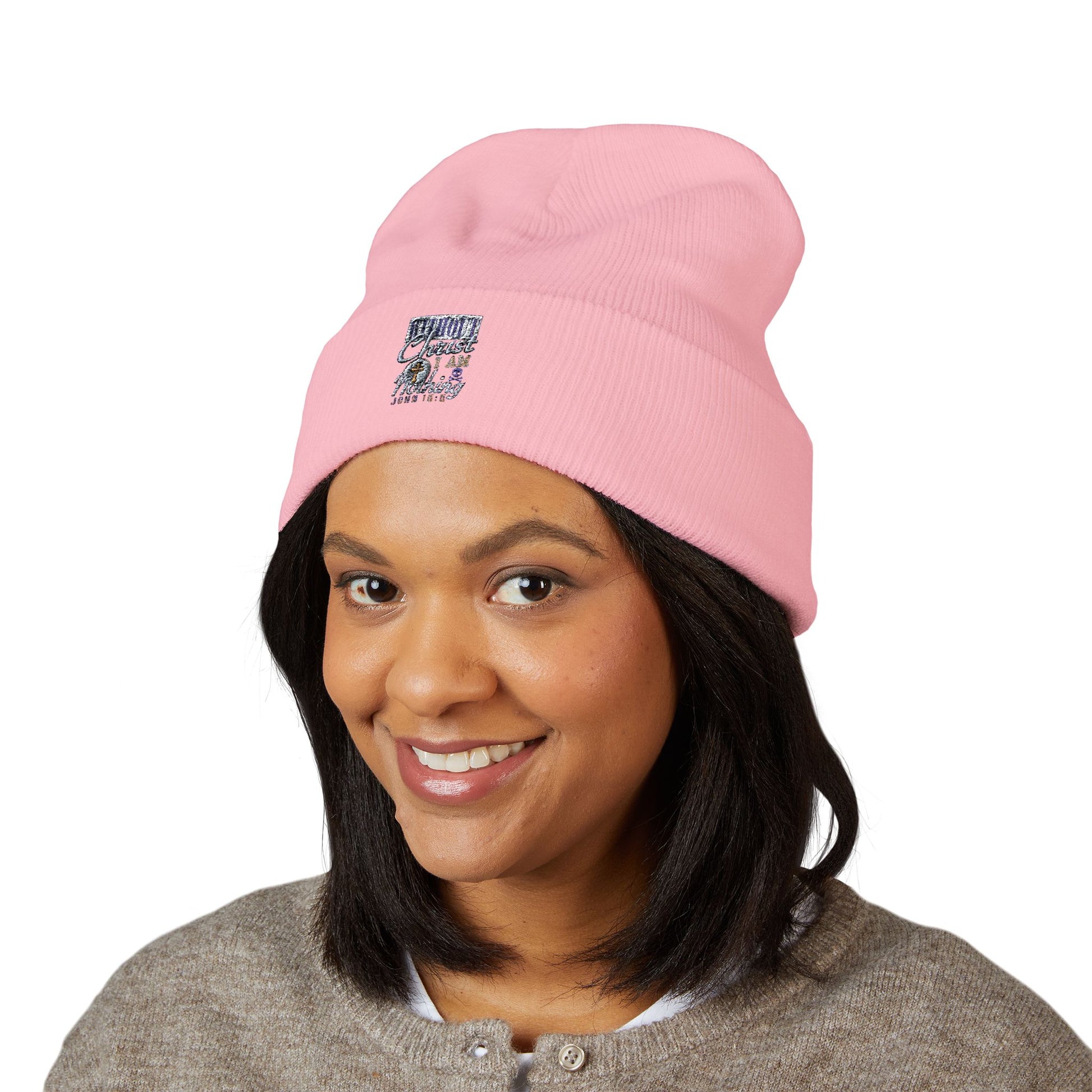 Embroidered Classic Beanie - 'Without Christ I'm Nothing'