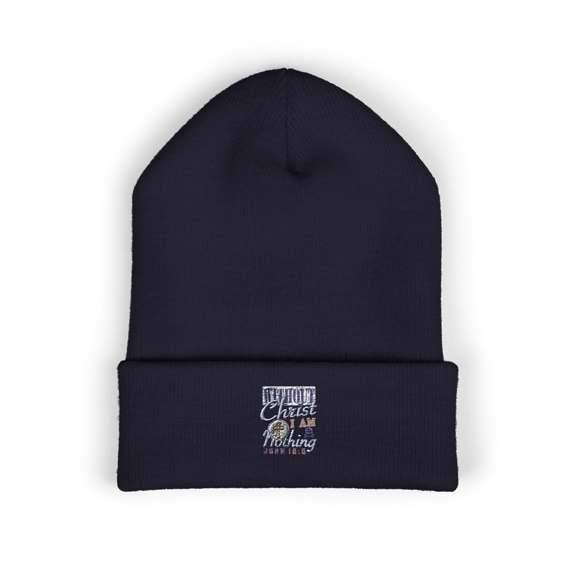 Embroidered Classic Beanie - 'Without Christ I'm Nothing'