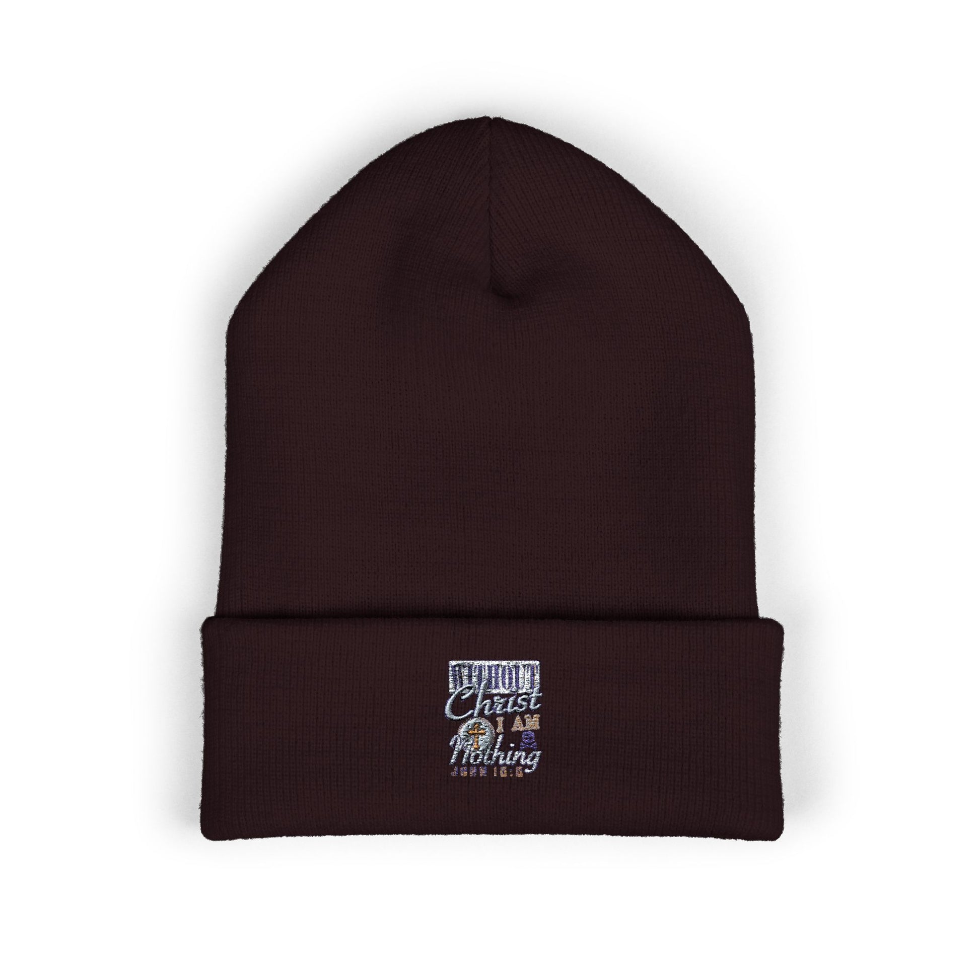 Embroidered Classic Beanie - 'Without Christ I'm Nothing'